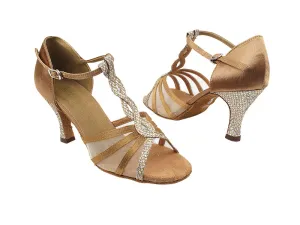1692 81 Brown Satin_74 Gold Sparklenet_H_T_54 Flesh Mesh