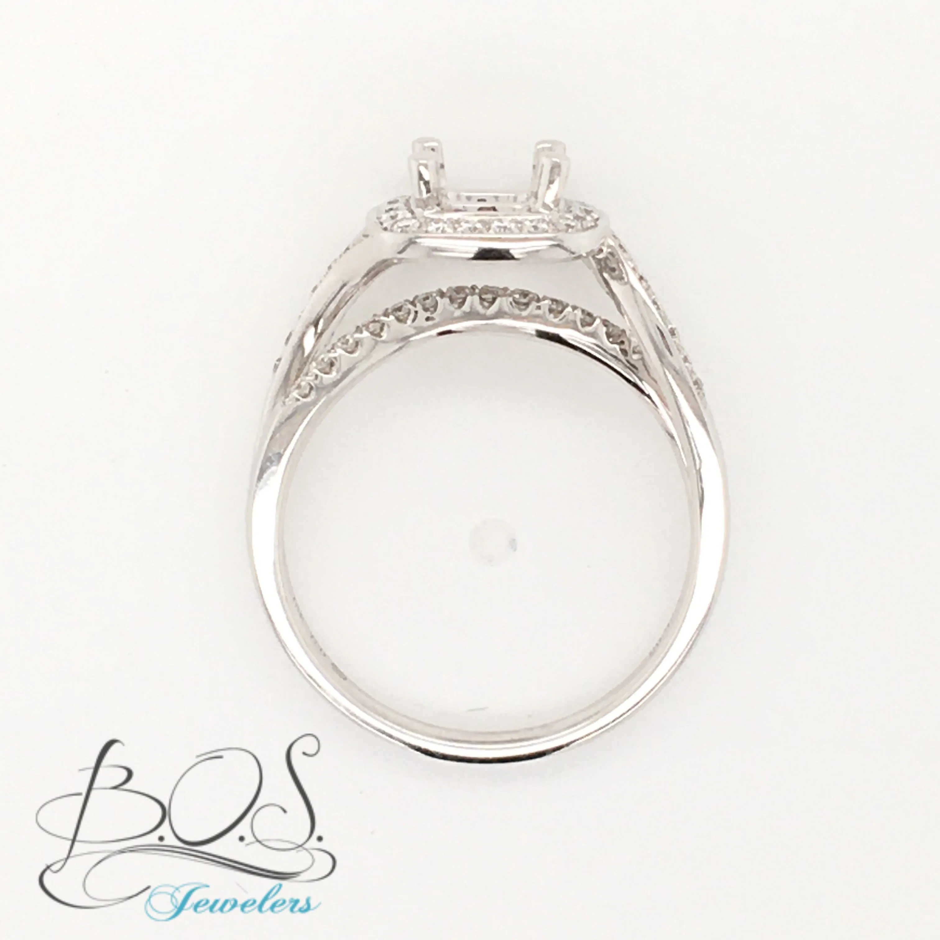 18K Cushion Halo Channel Pave Infinity Engagement Ring