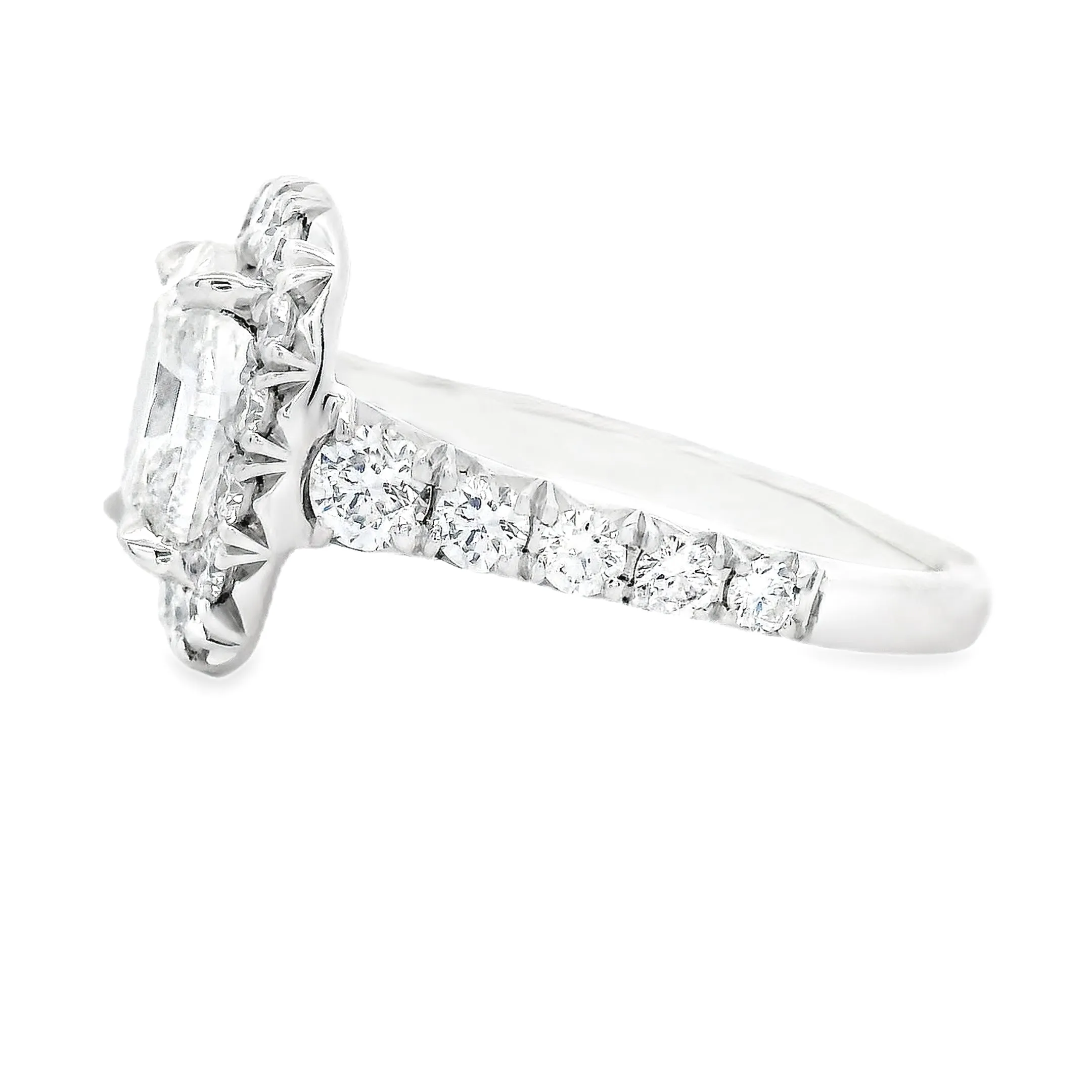 3.01ct 18k White Gold Cushion Cut Diamond Halo Engagement Ring