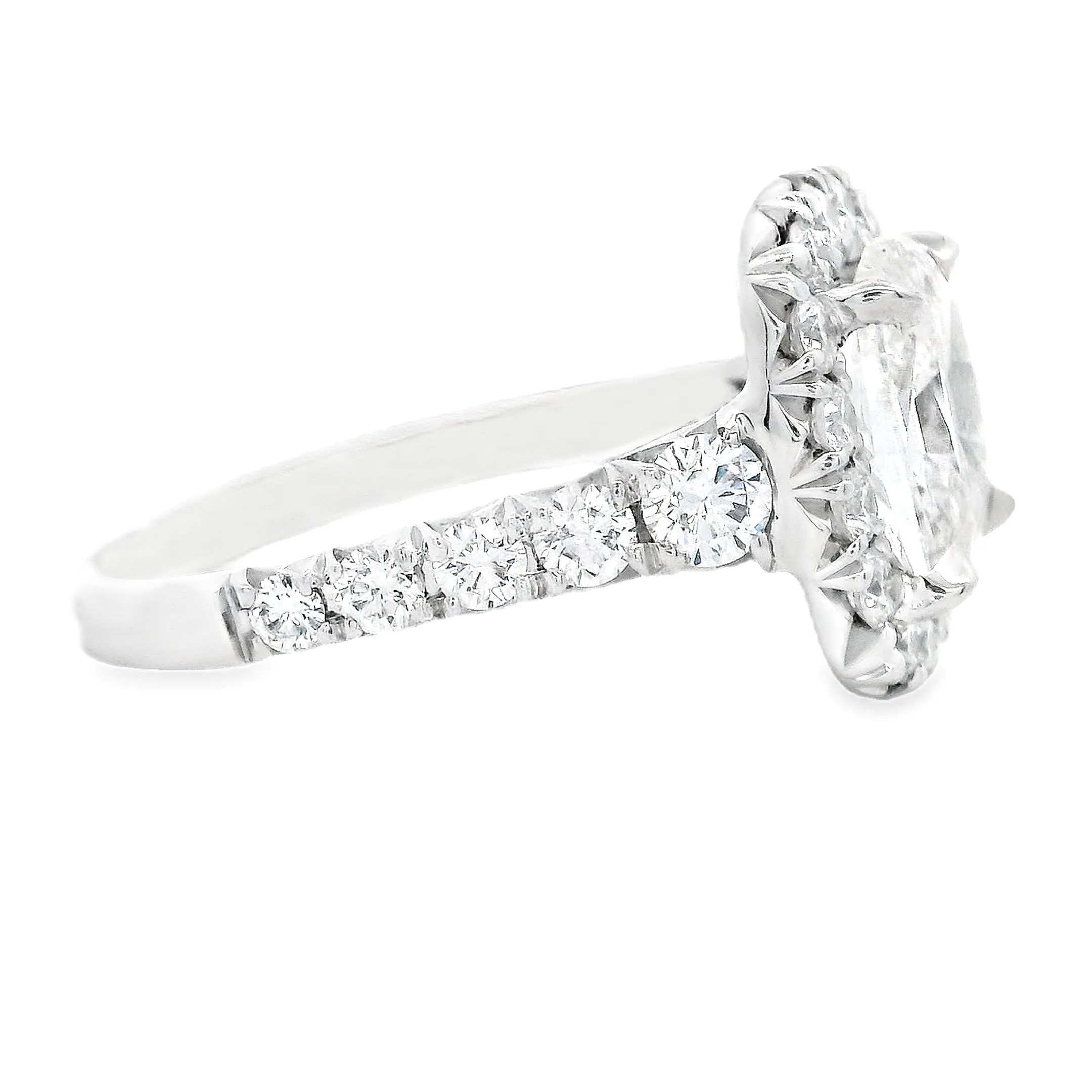 3.01ct 18k White Gold Cushion Cut Diamond Halo Engagement Ring