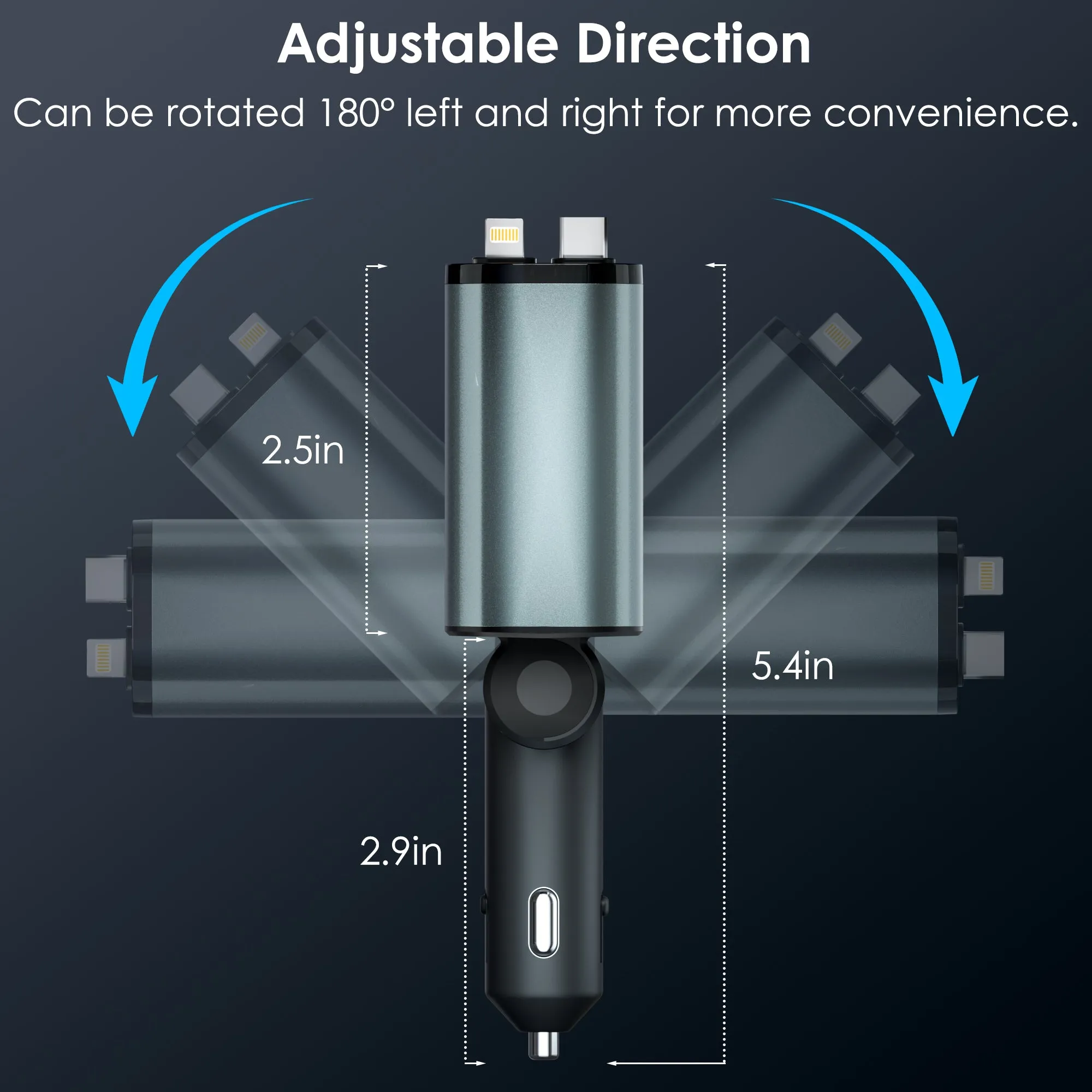 66W 4 in 1 Fast Car Phone Charger Cigarette Lighter Adapters, ABS PC Silver