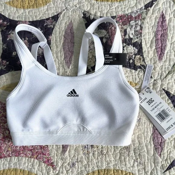 ADIDAS White Tlrd Training Move High Support Bra XX-Small C Cup NWT