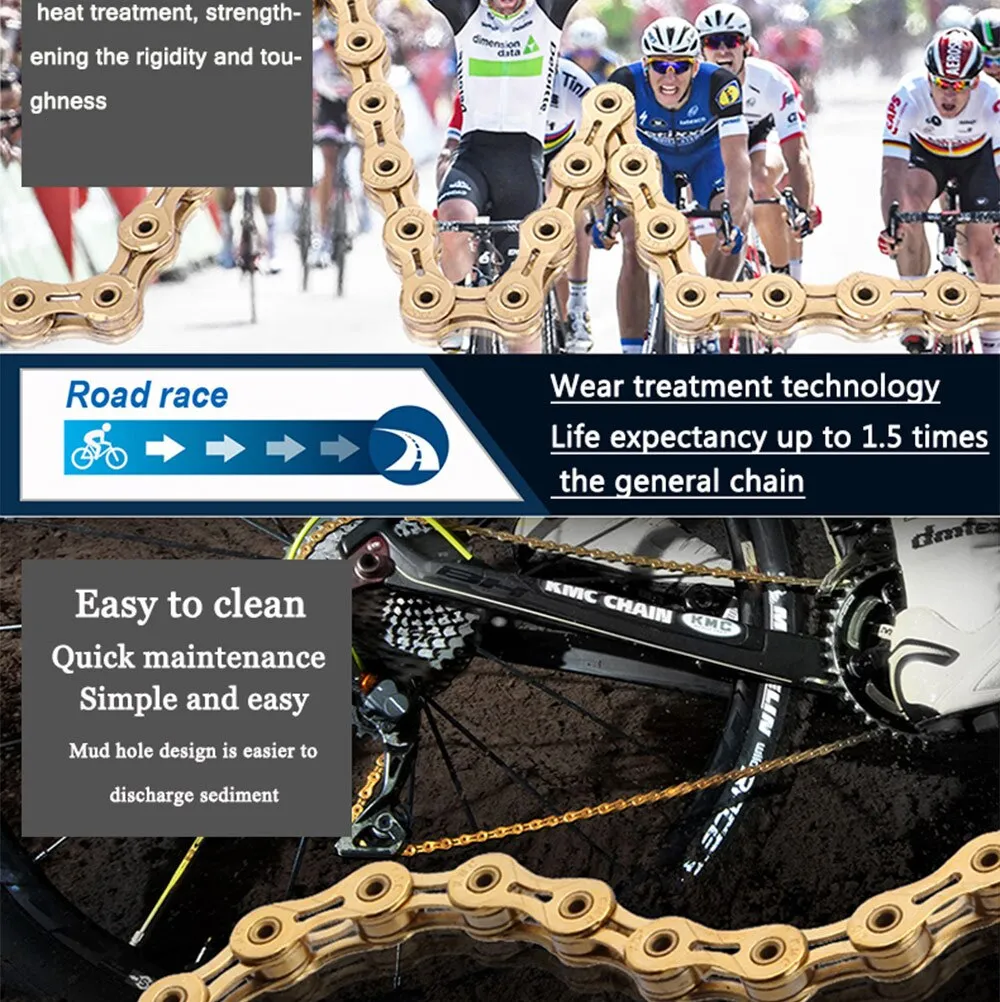 Bike Chain KMC X10EL X2.0 10 SPEED CHAIN – Gold, professional grade
