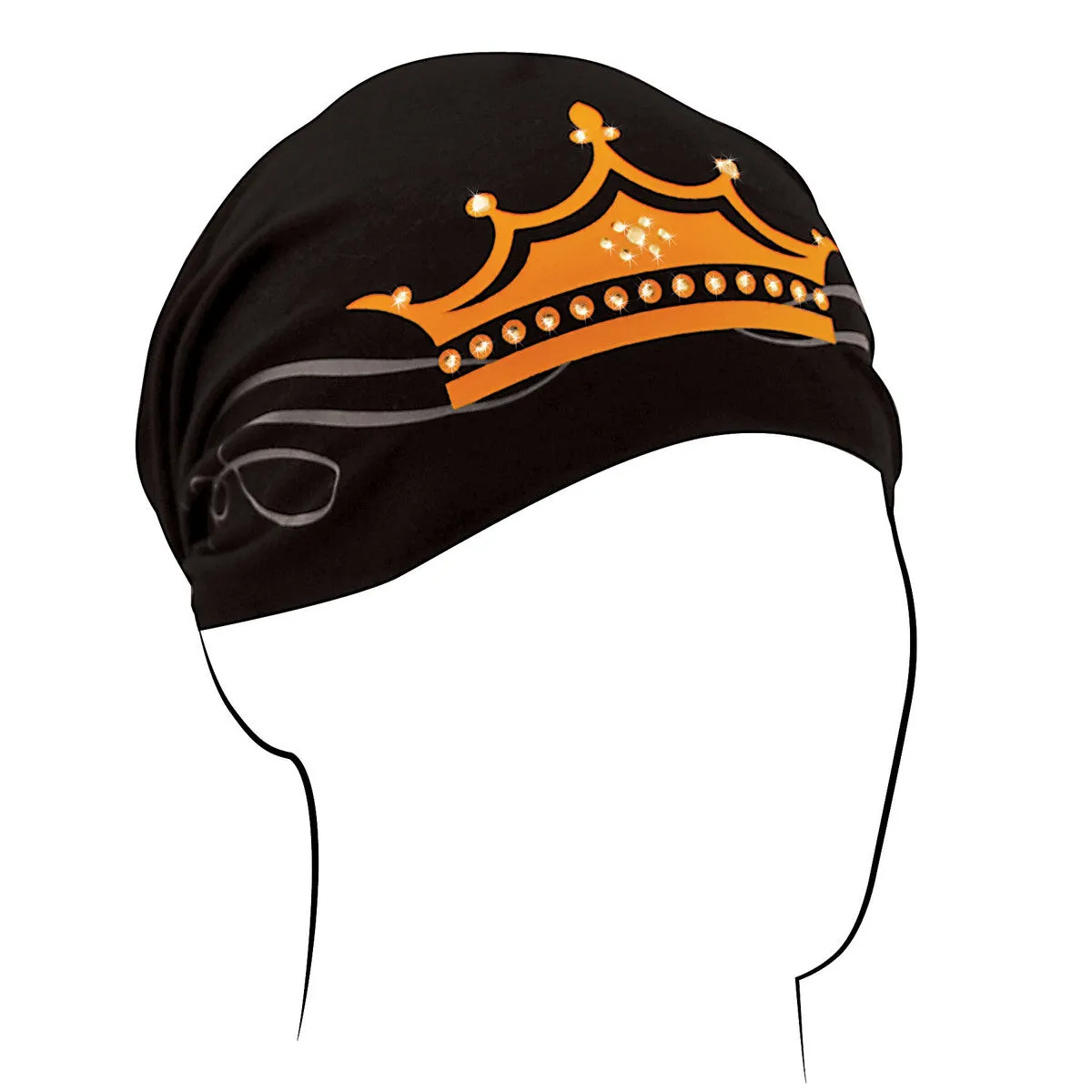 Black and Orange Crown Headwrap | Queen | Princess | King | Very Soft | Yoga, Cyclists, Chemo Bald Head Cover