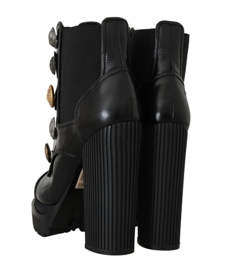 Black Leather DG Logo Zip Ankle Boots