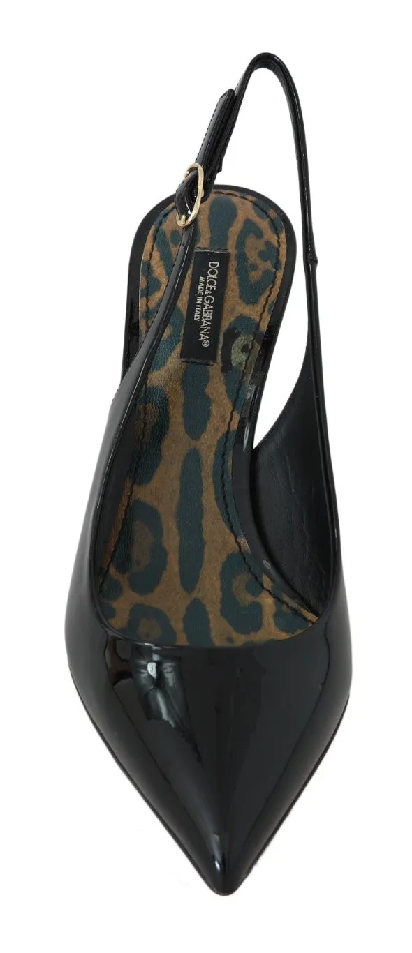 Black Patent Leather Slingbacks Shoes