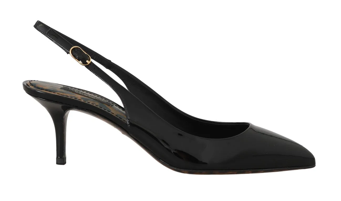 Black Patent Leather Slingbacks Shoes
