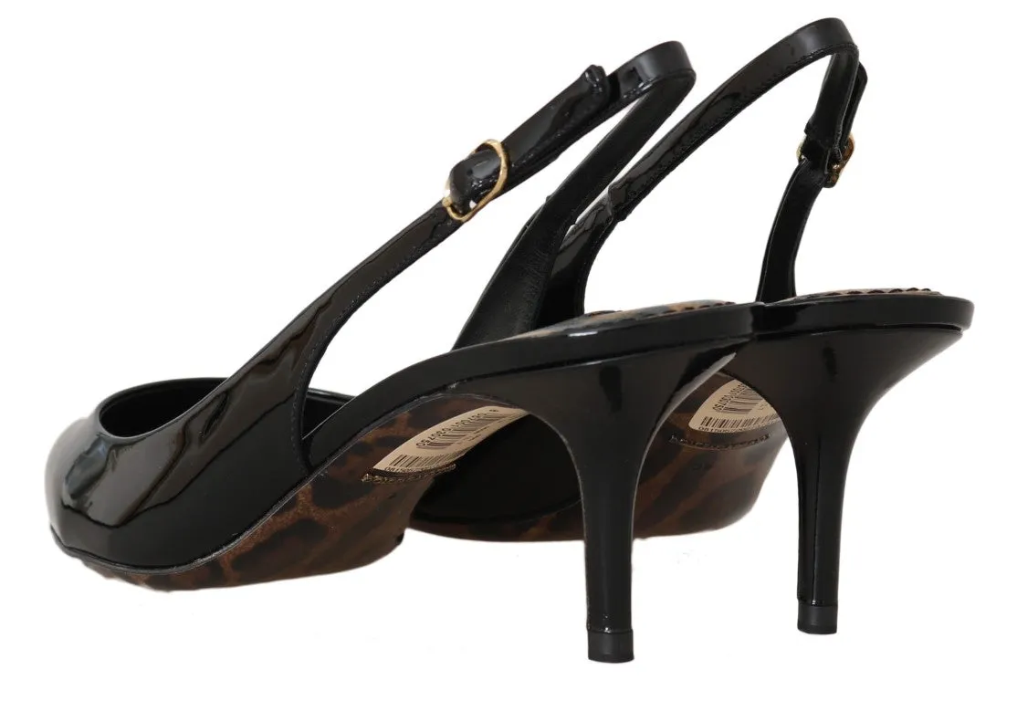 Black Patent Leather Slingbacks Shoes