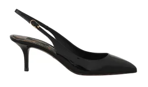 Black Patent Leather Slingbacks Shoes