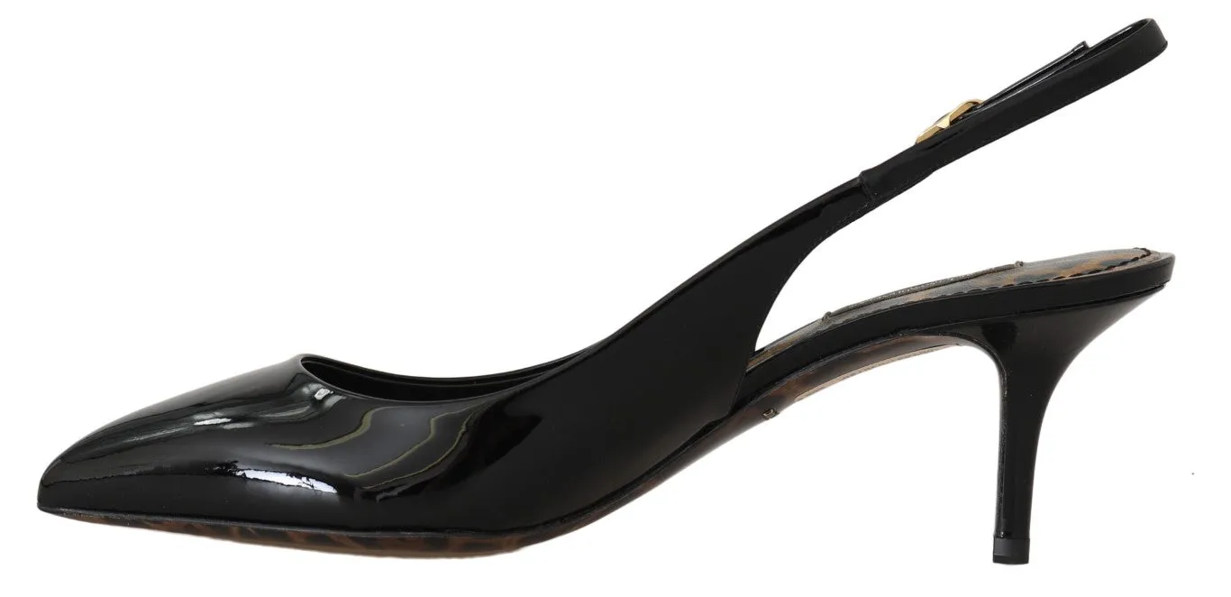 Black Patent Leather Slingbacks Shoes