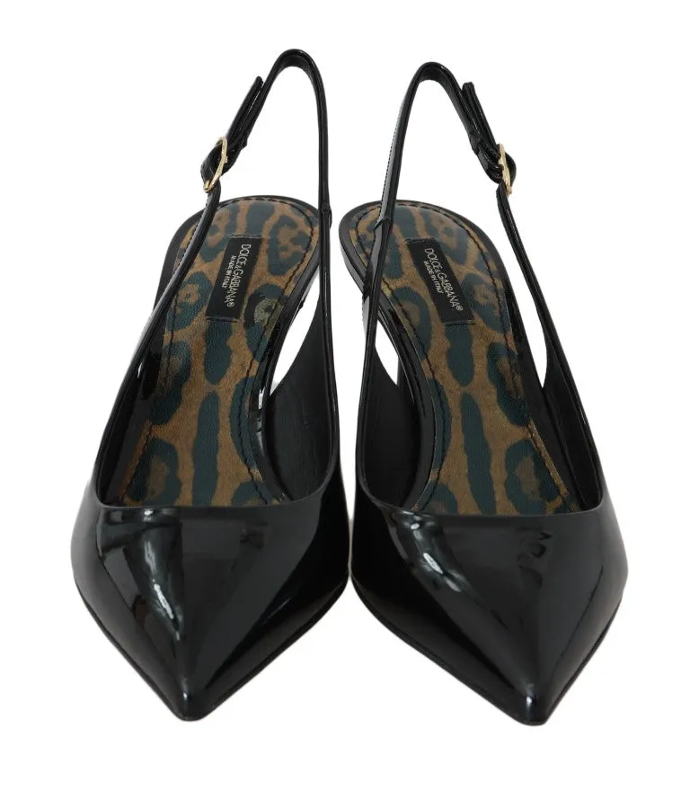 Black Patent Leather Slingbacks Shoes