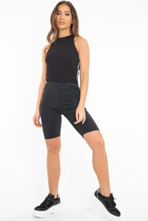 Black Reflective Stripe Side Cycling Shorts - Betty