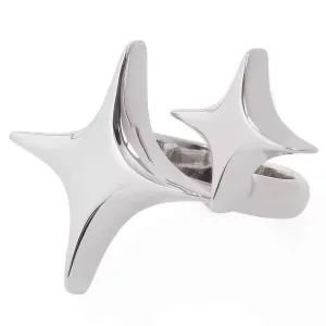 Bling Double Silver Stars Y2K Finger Ring