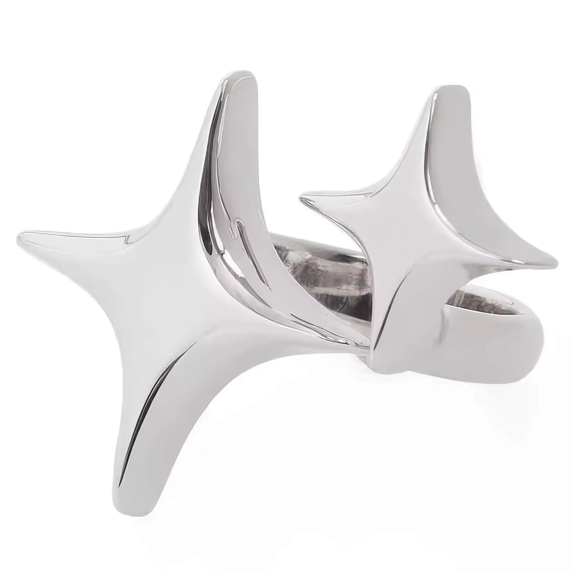 Bling Double Silver Stars Y2K Finger Ring