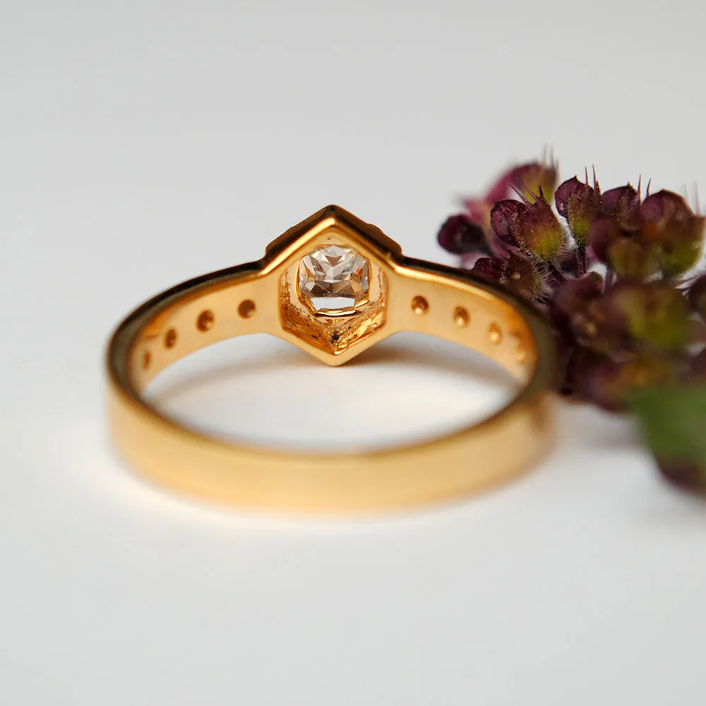 Bold Art Deco Cushion Engagement Ring studded band