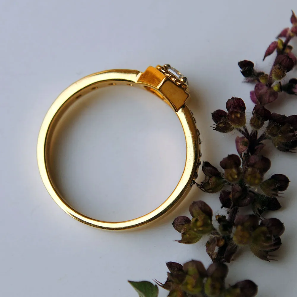 Bold Art Deco Cushion Engagement Ring studded band