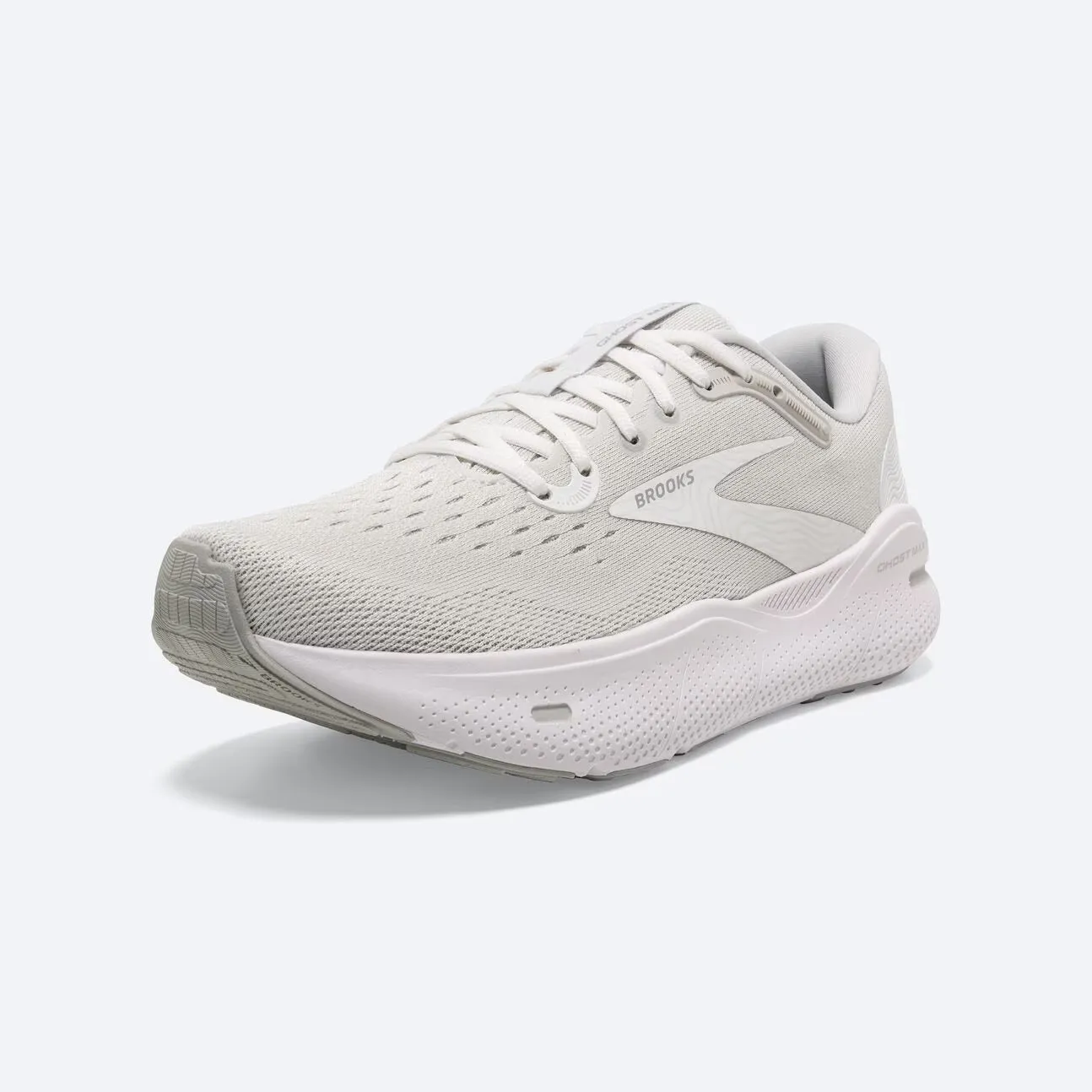 Brooks Men's Ghost Max - White/Oyster/Metallic Silver