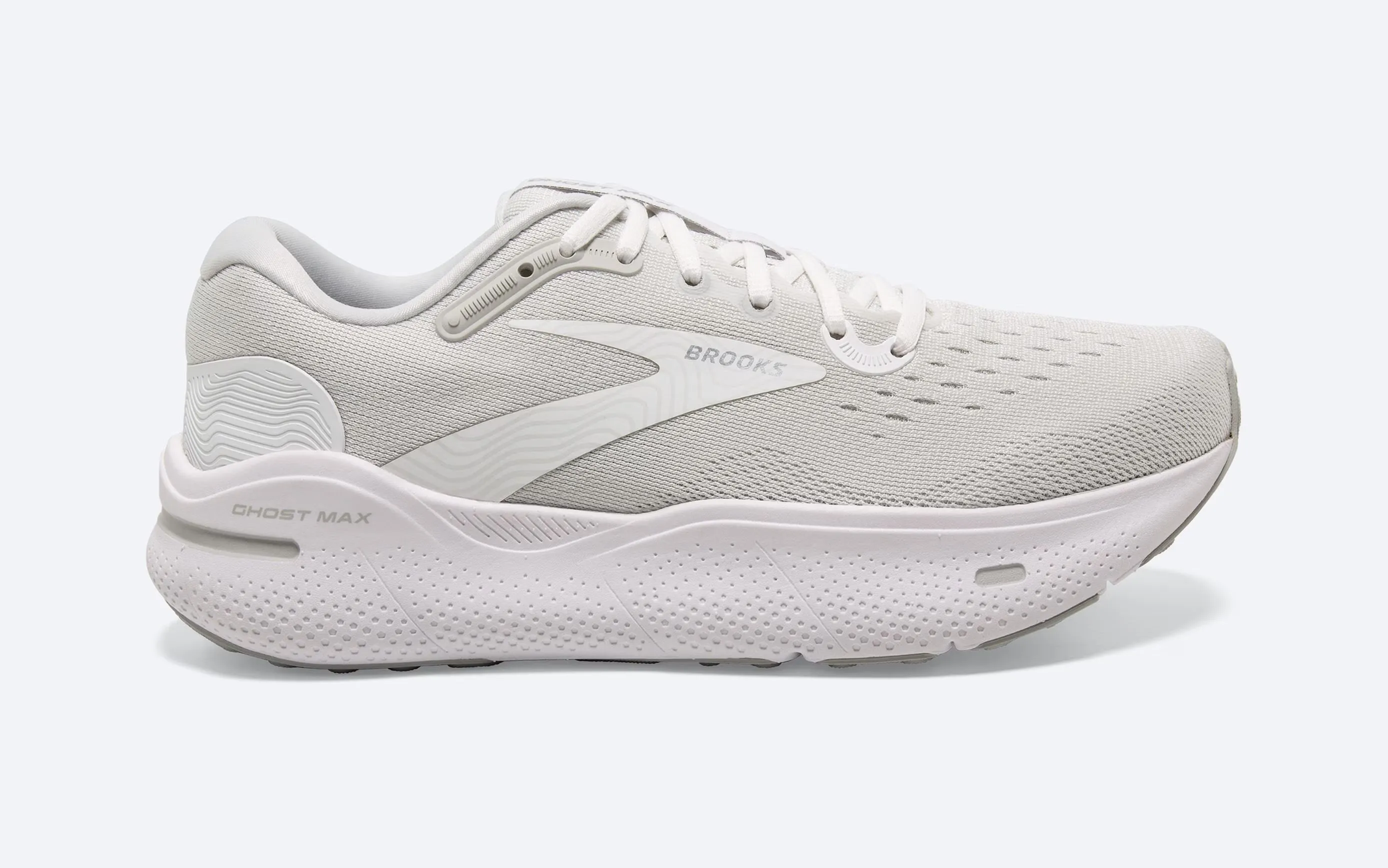 Brooks Men's Ghost Max - White/Oyster/Metallic Silver