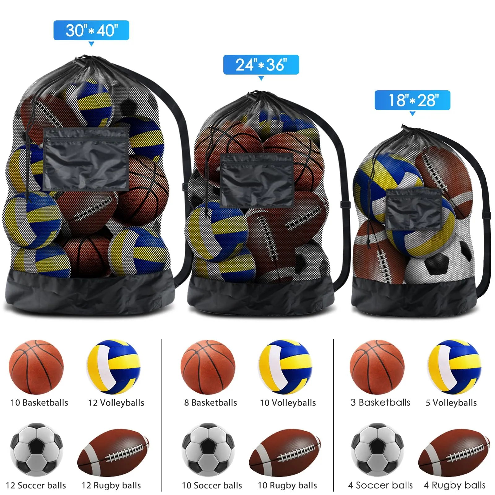 BROTOU Large Sports Ball Bag,  Drawstring Soccer Ball Bag with Shoulder Strap