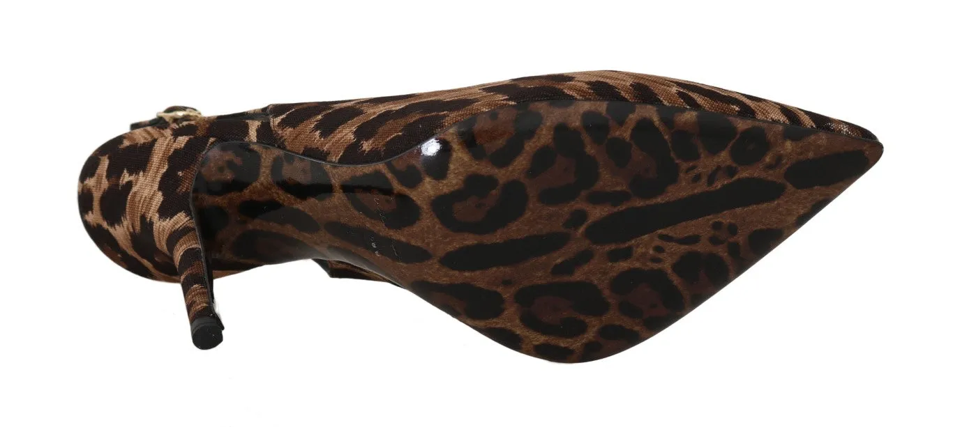Brown Leopard Cotton Slingbacks Shoes
