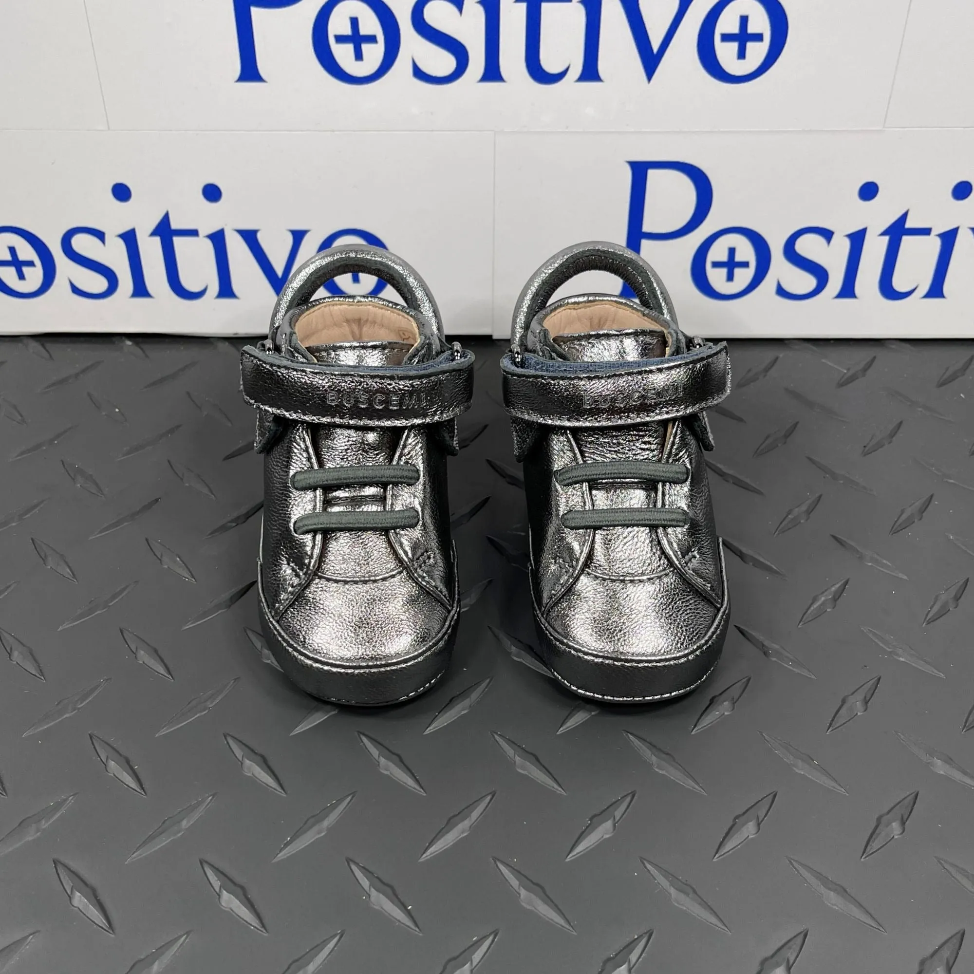 Buscemi Baby 100MM Baby Metal Silver Leather Sneakers