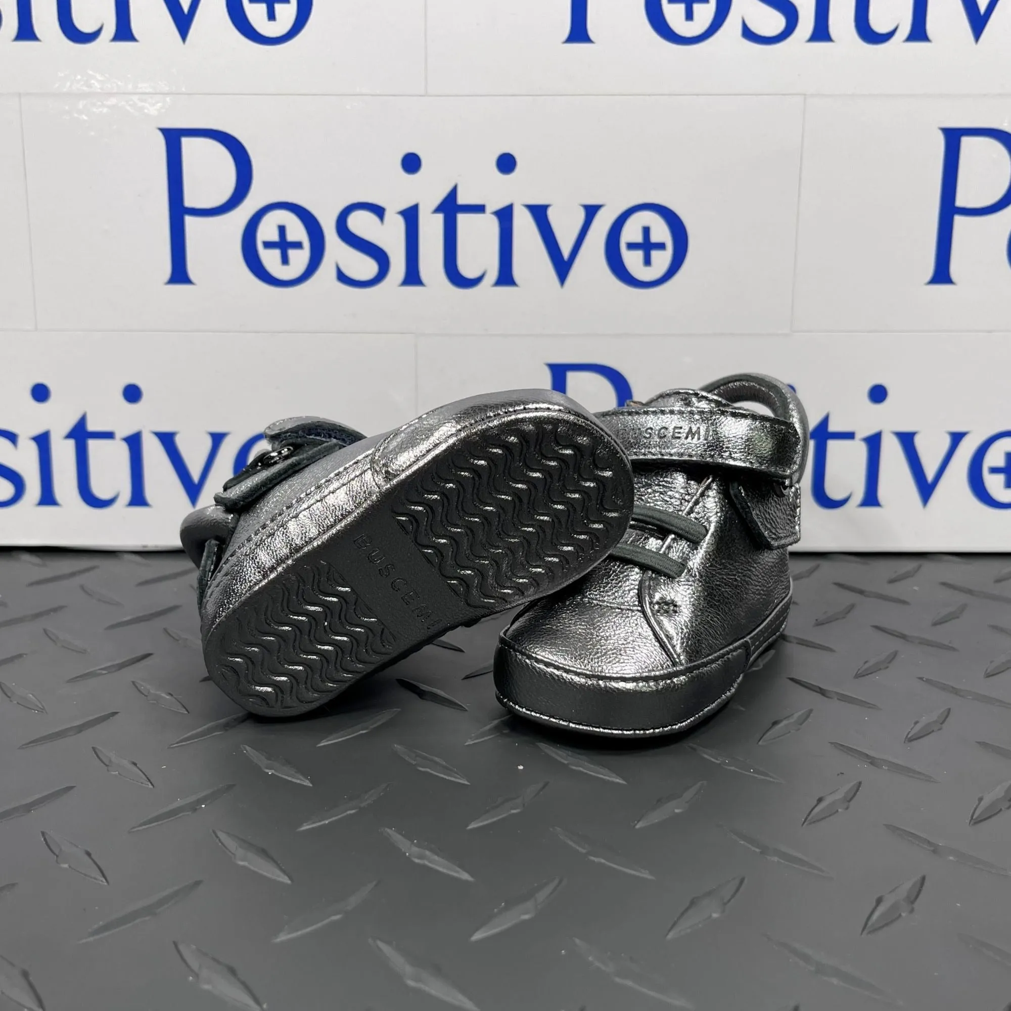 Buscemi Baby 100MM Baby Metal Silver Leather Sneakers