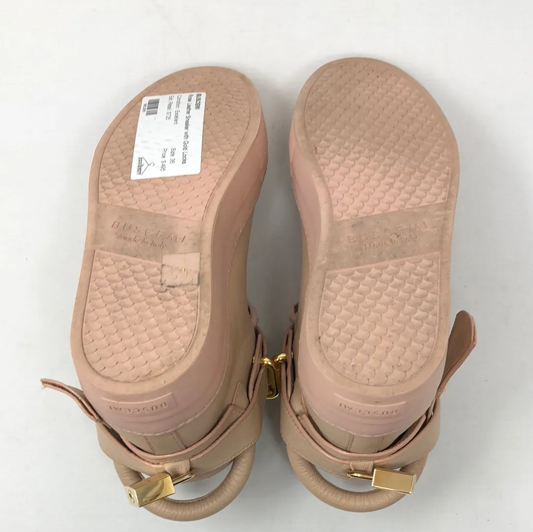 BUSCEMI Rose Leather Sneaker with Gold Locks