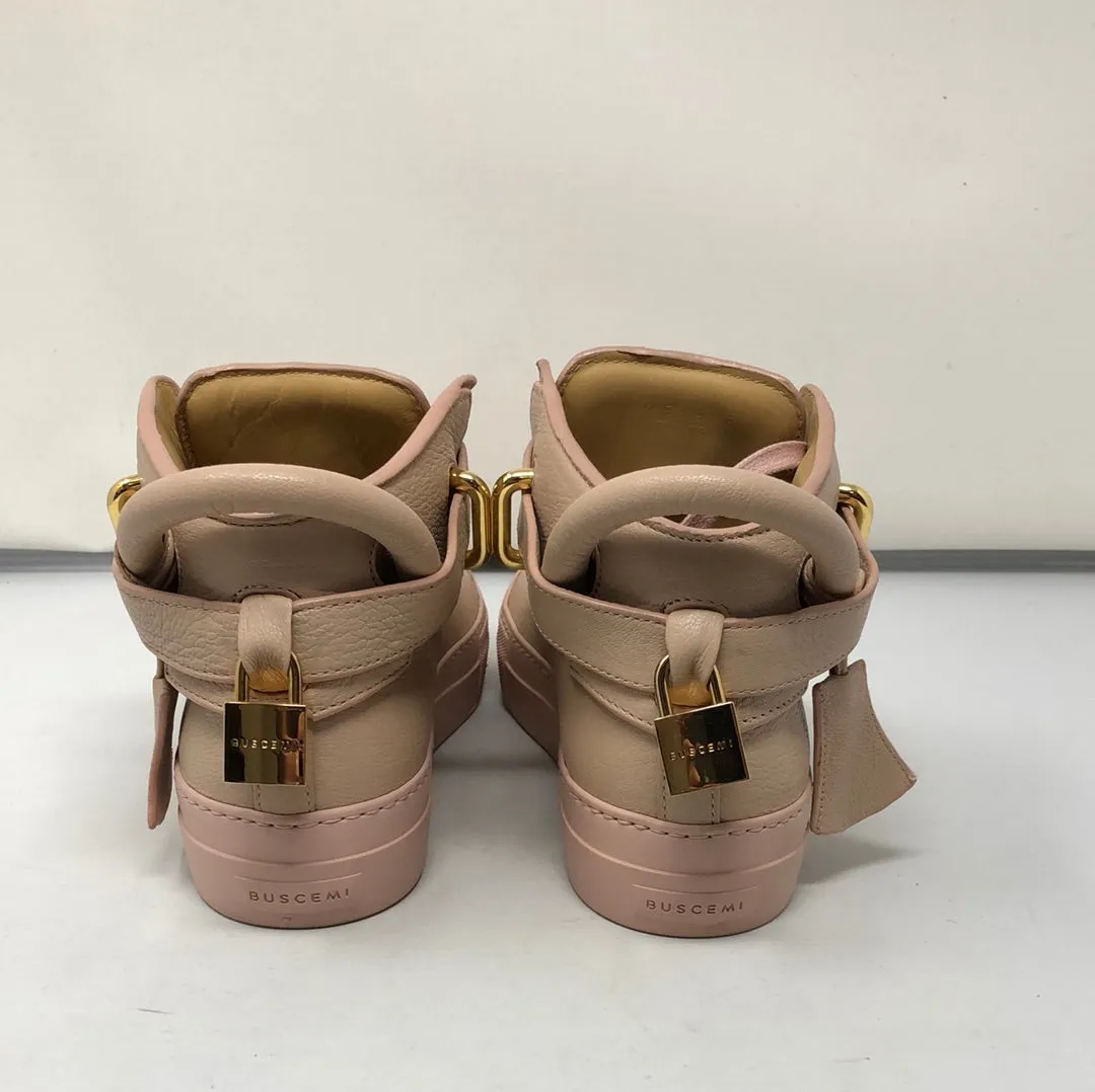 BUSCEMI Rose Leather Sneaker with Gold Locks