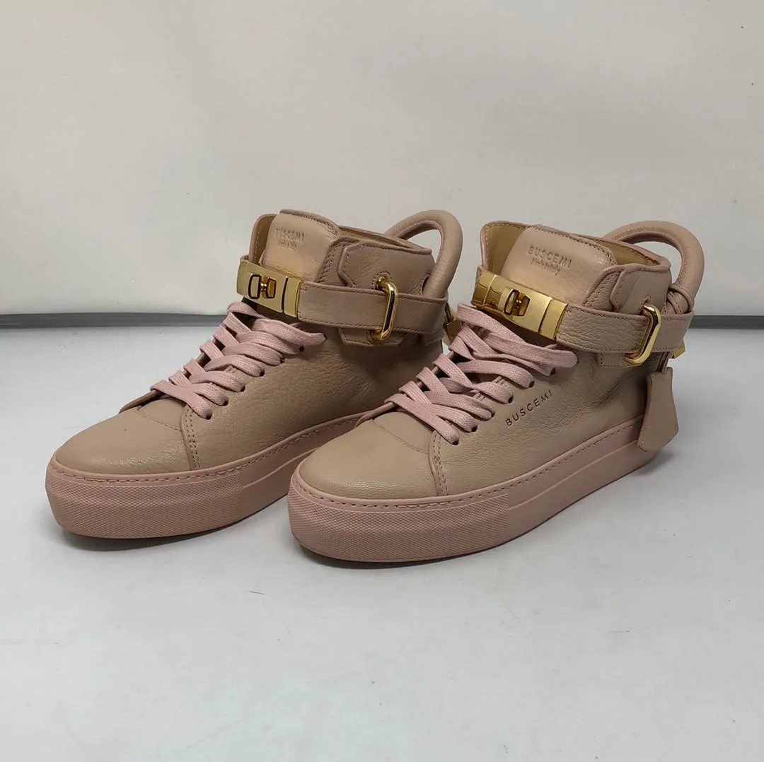 BUSCEMI Rose Leather Sneaker with Gold Locks