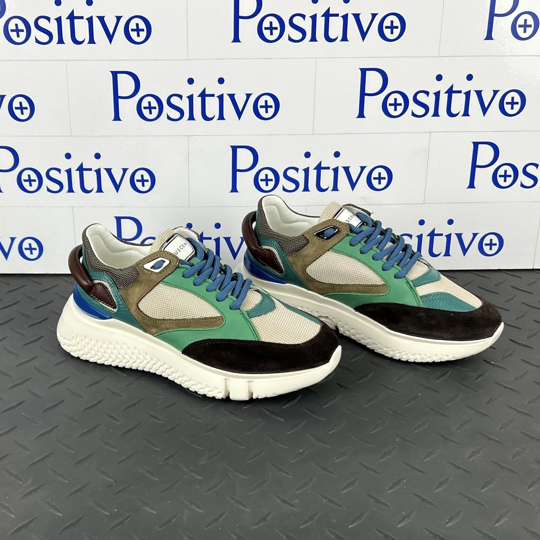 Buscemi Women's Veloce Brown/Green Leather Sneakers SAMPLE
