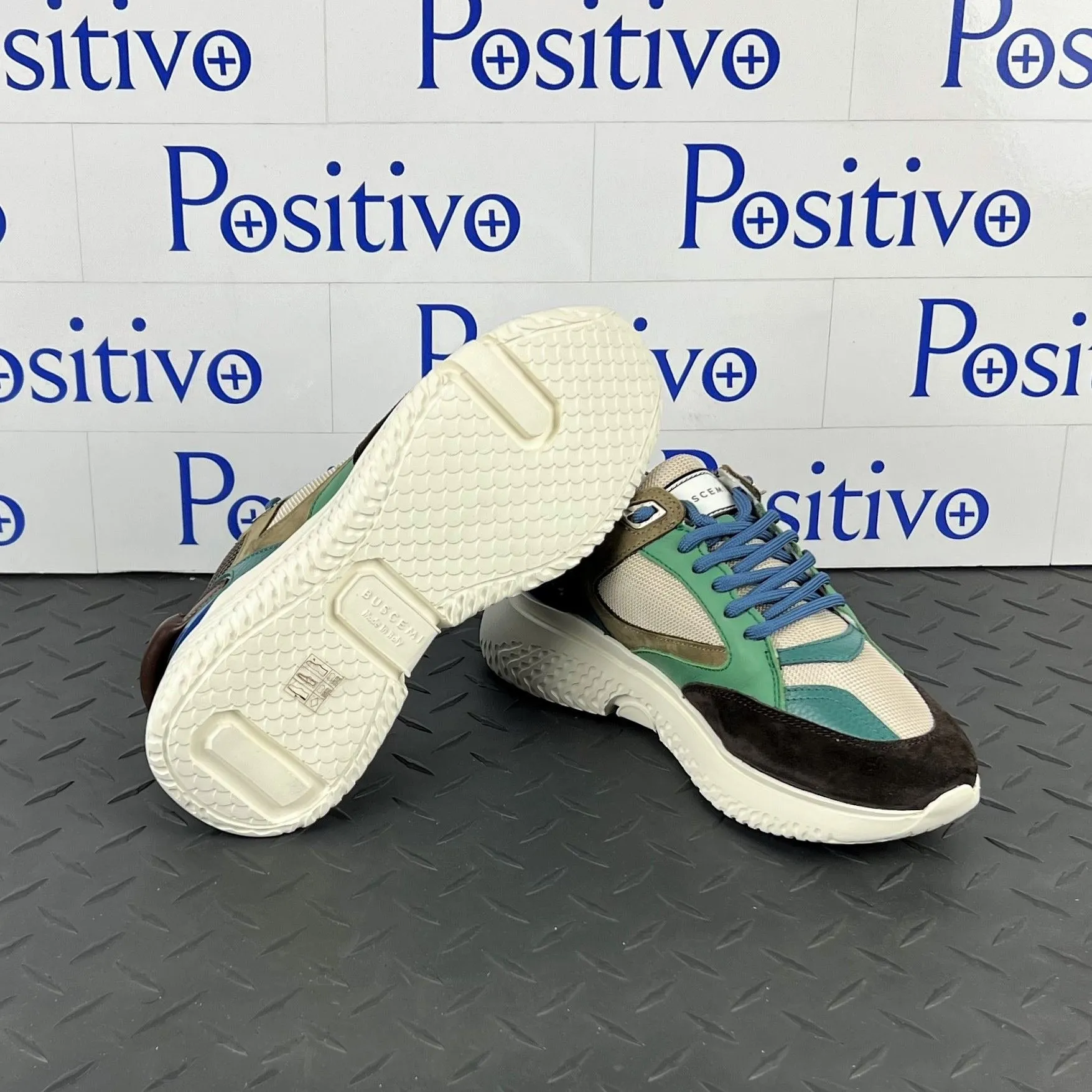 Buscemi Women's Veloce Brown/Green Leather Sneakers SAMPLE