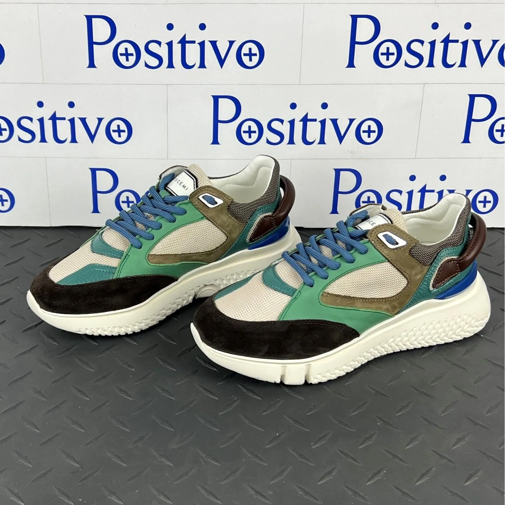 Buscemi Women's Veloce Brown/Green Leather Sneakers SAMPLE