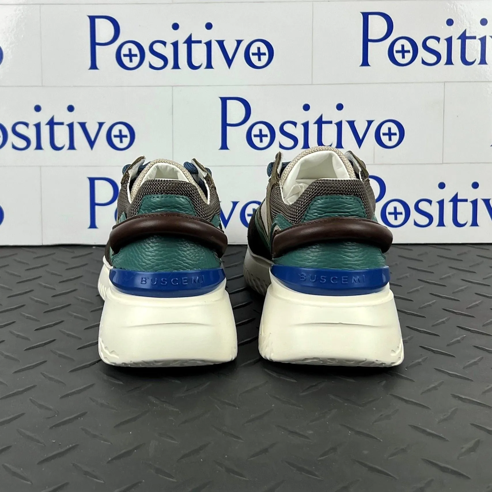 Buscemi Women's Veloce Brown/Green Leather Sneakers SAMPLE