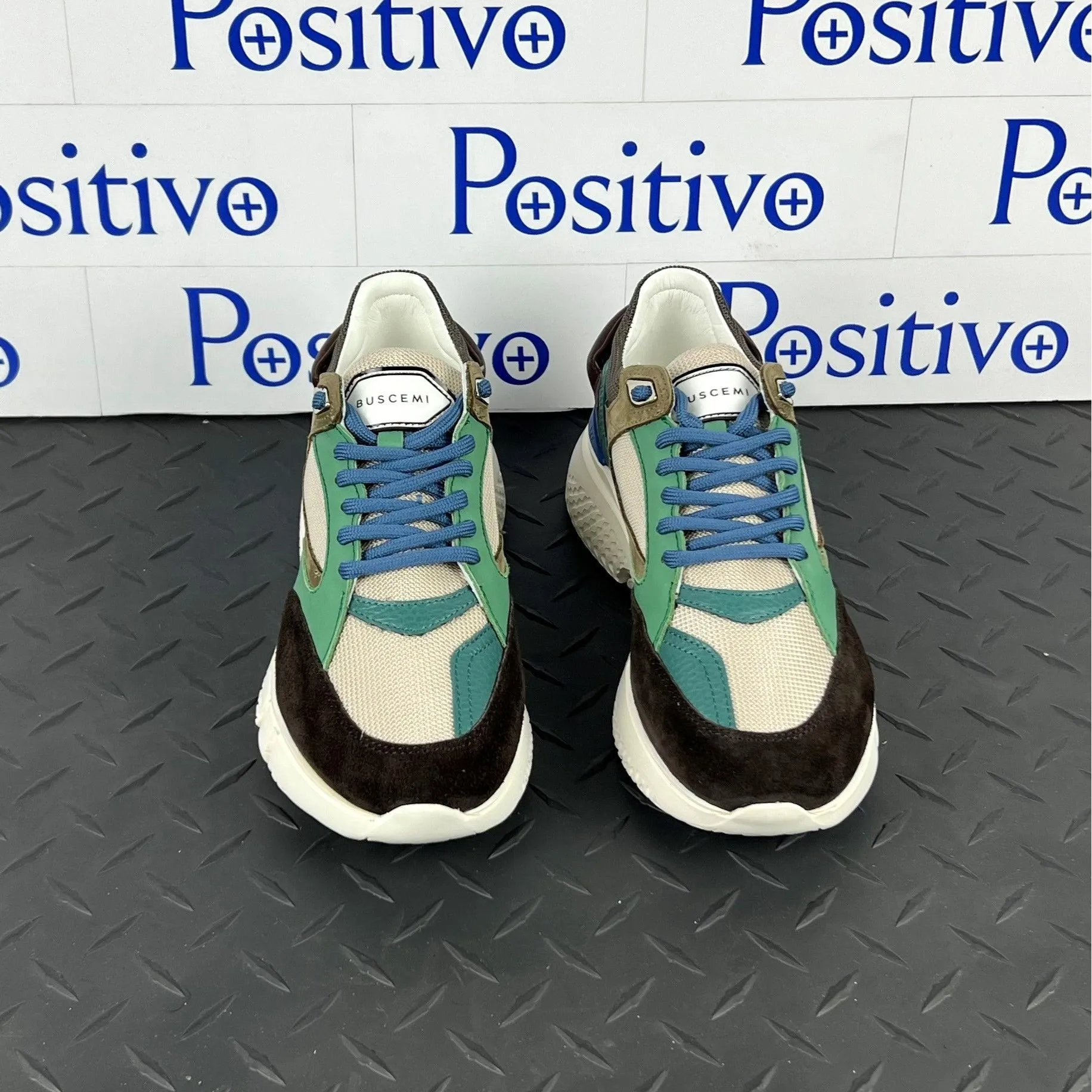 Buscemi Women's Veloce Brown/Green Leather Sneakers SAMPLE