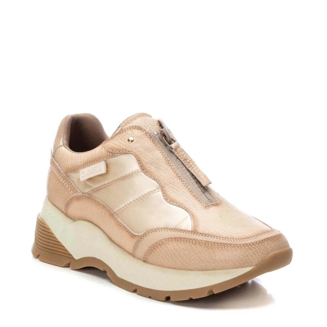 Carmela Neutral Front Zip Sneakers