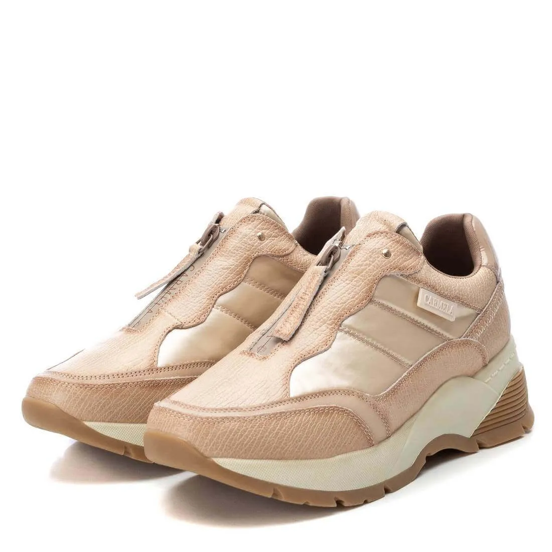Carmela Neutral Front Zip Sneakers