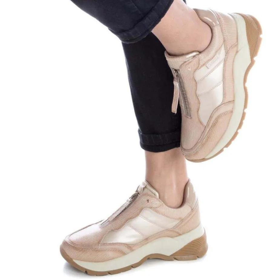 Carmela Neutral Front Zip Sneakers