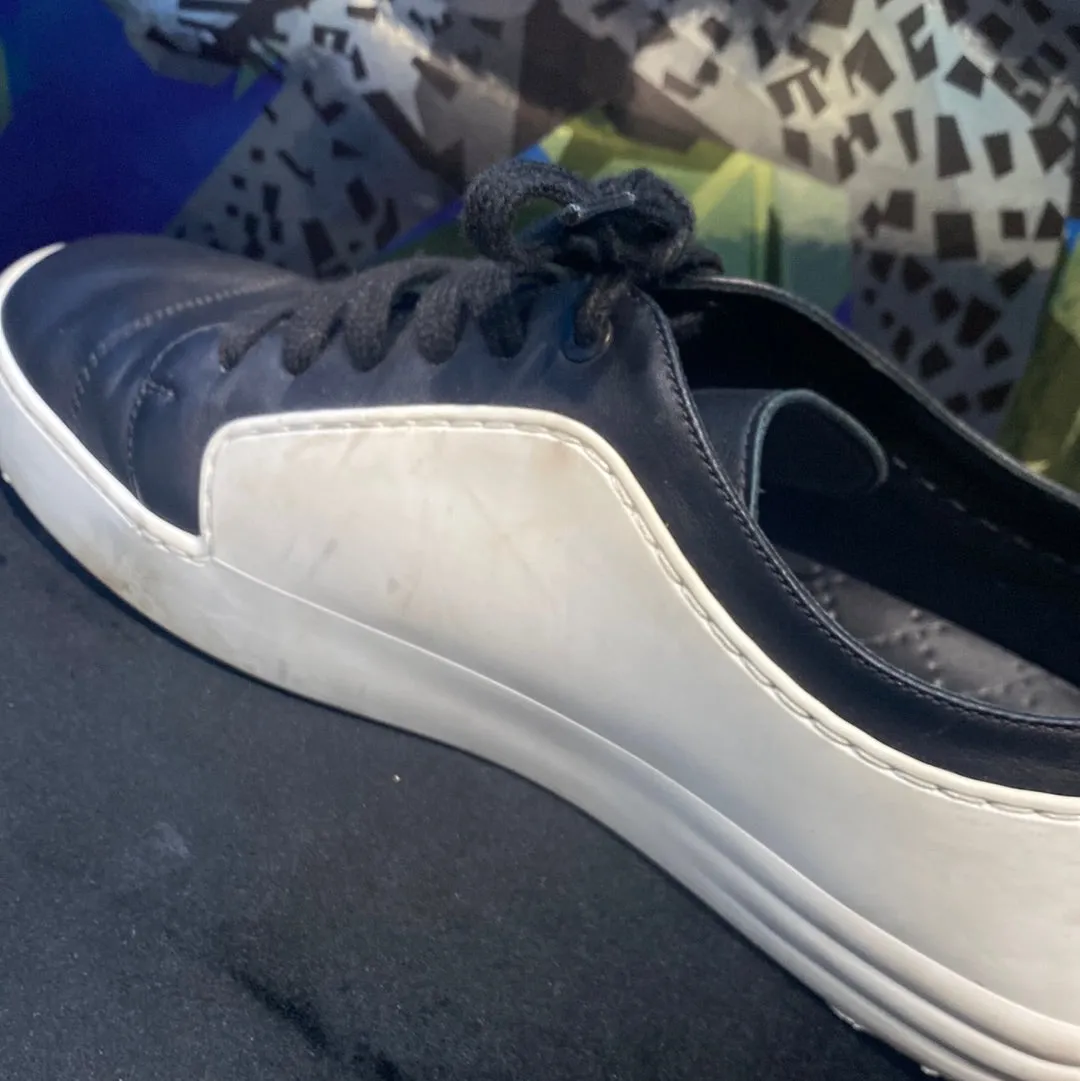 Chanel White Rubber and Black Leather Sneaker