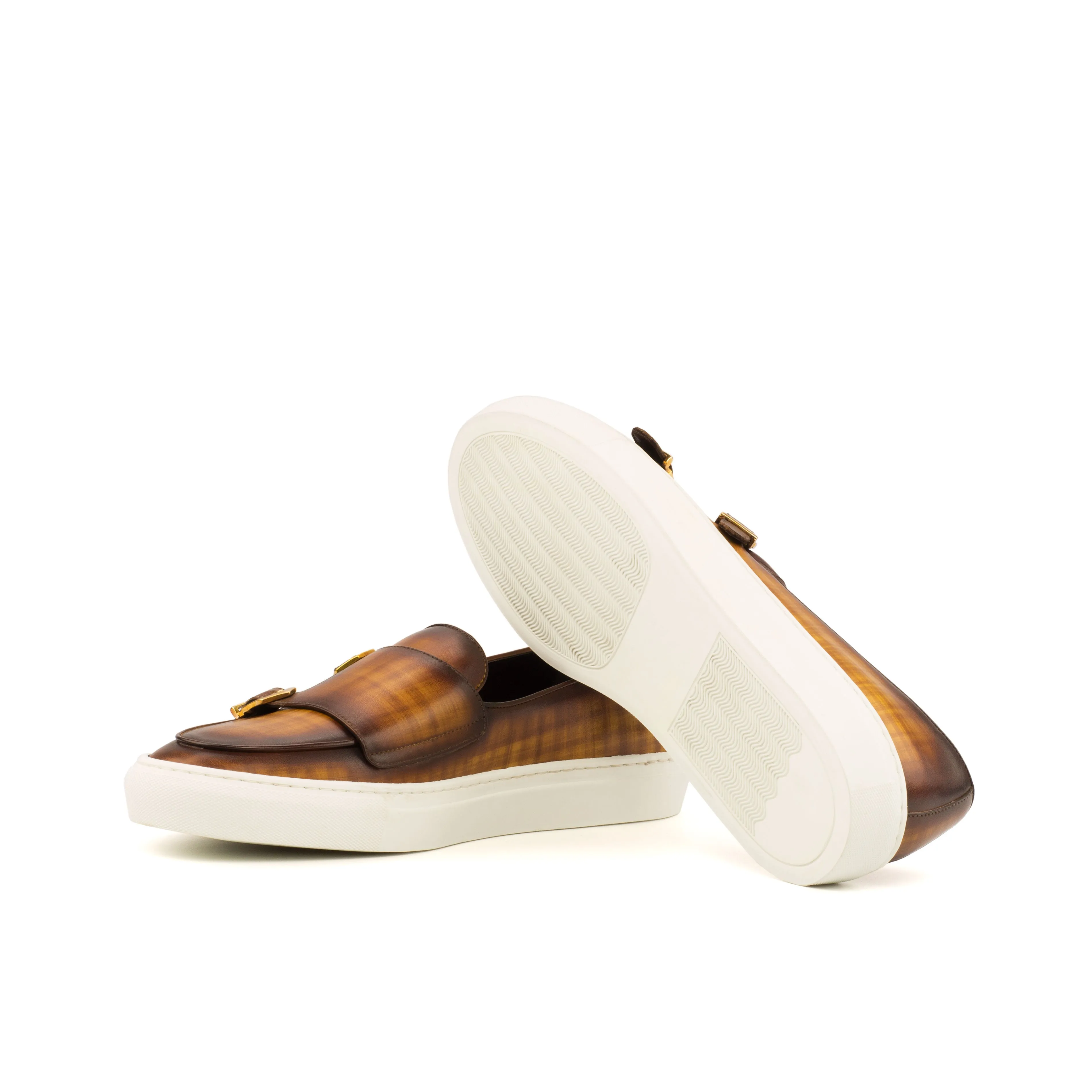 Cognac Papiro Patina Double-Monk Sneakers