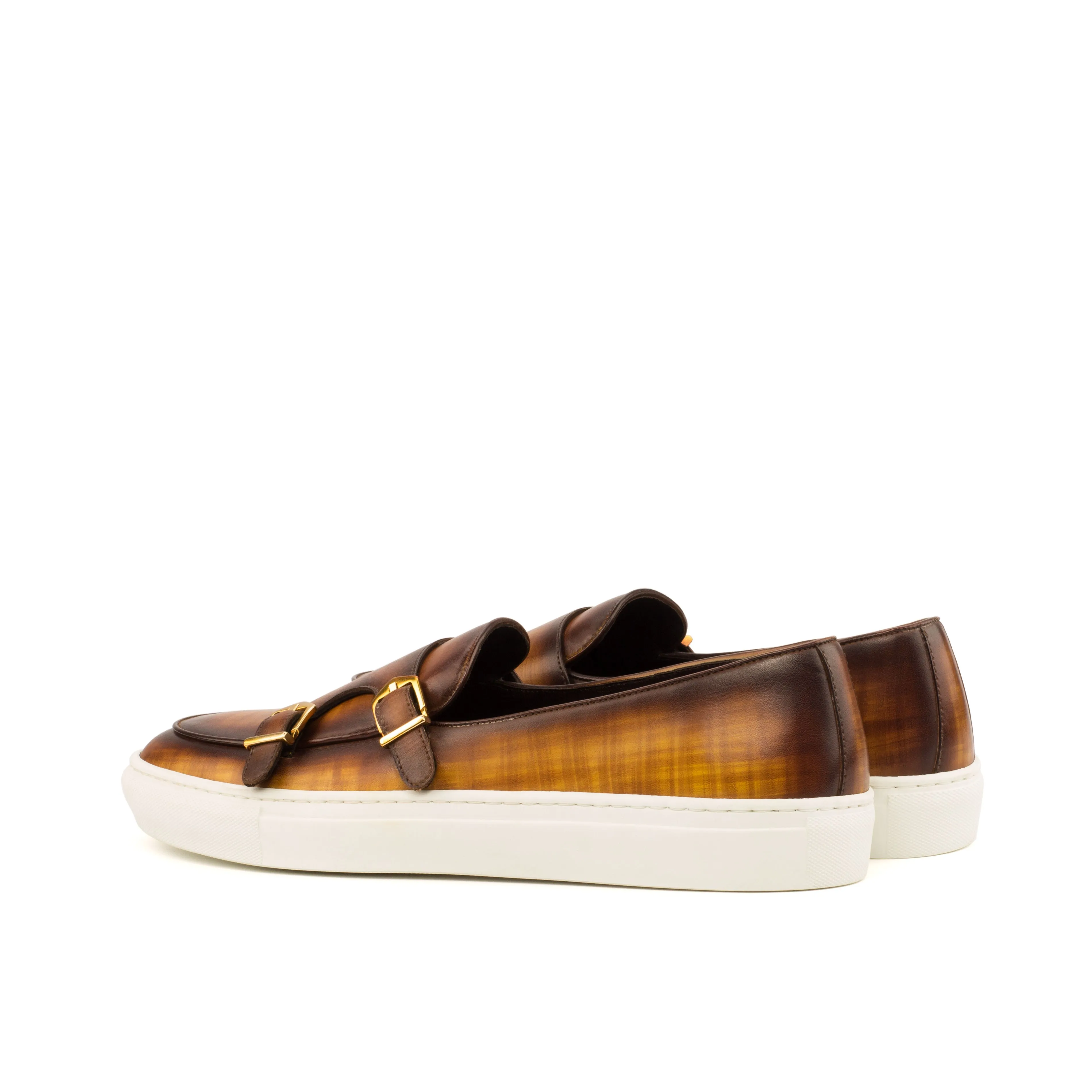 Cognac Papiro Patina Double-Monk Sneakers