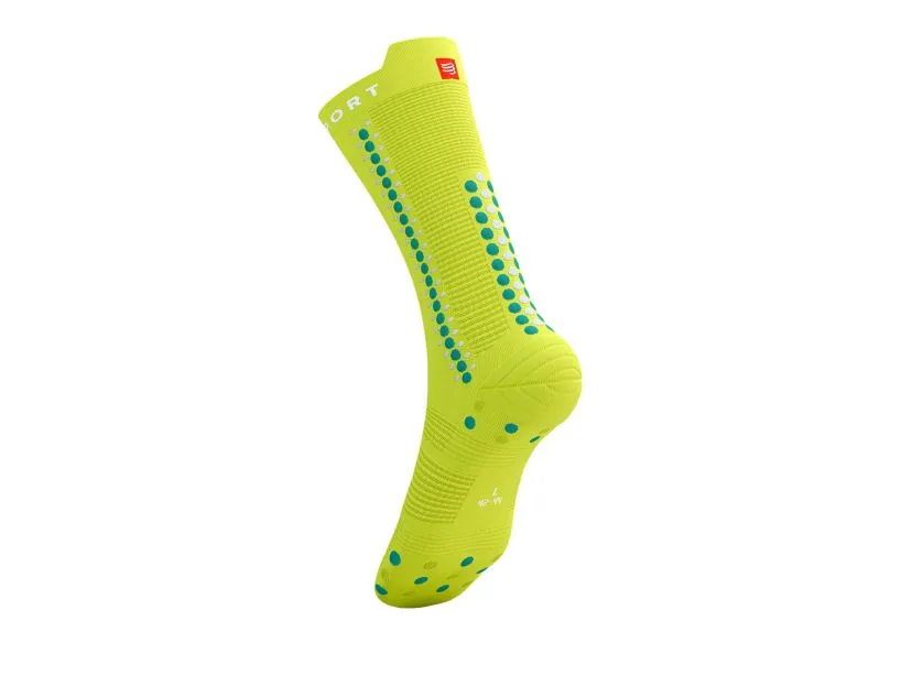 Compressport Unisex's Pro Racing Socks v4.0 Bike - Primerose/Columbia
