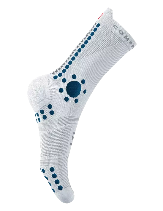 Compressport Unisex's Pro Racing Socks v4.0 Trail - White/Fjord Blue