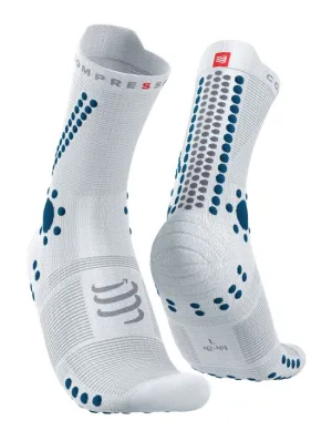 Compressport Unisex's Pro Racing Socks v4.0 Trail - White/Fjord Blue