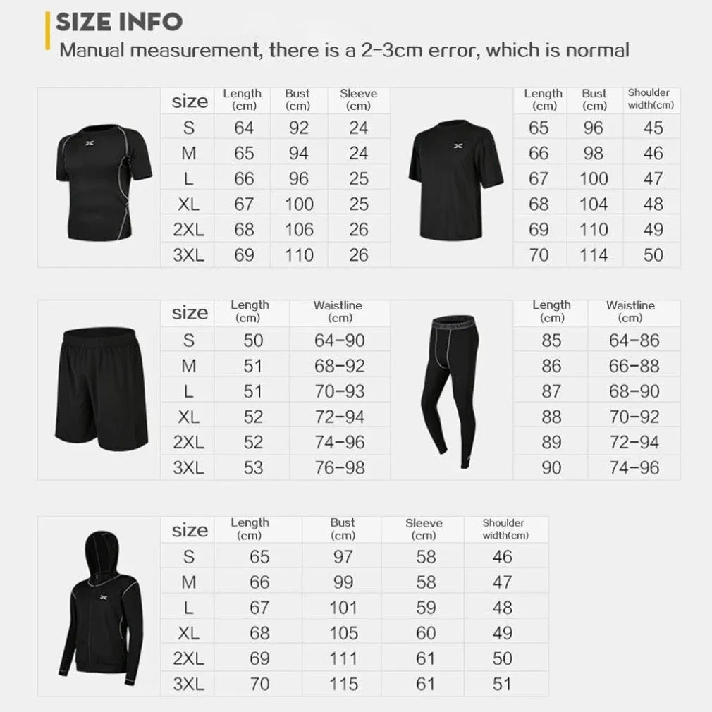 ContiNent 33 5 Pcs/Set Me's Tracksuit Gym Fitness Compression Sports Suit Clothes Running Jogging Sport Wear Exercise Workout Tights