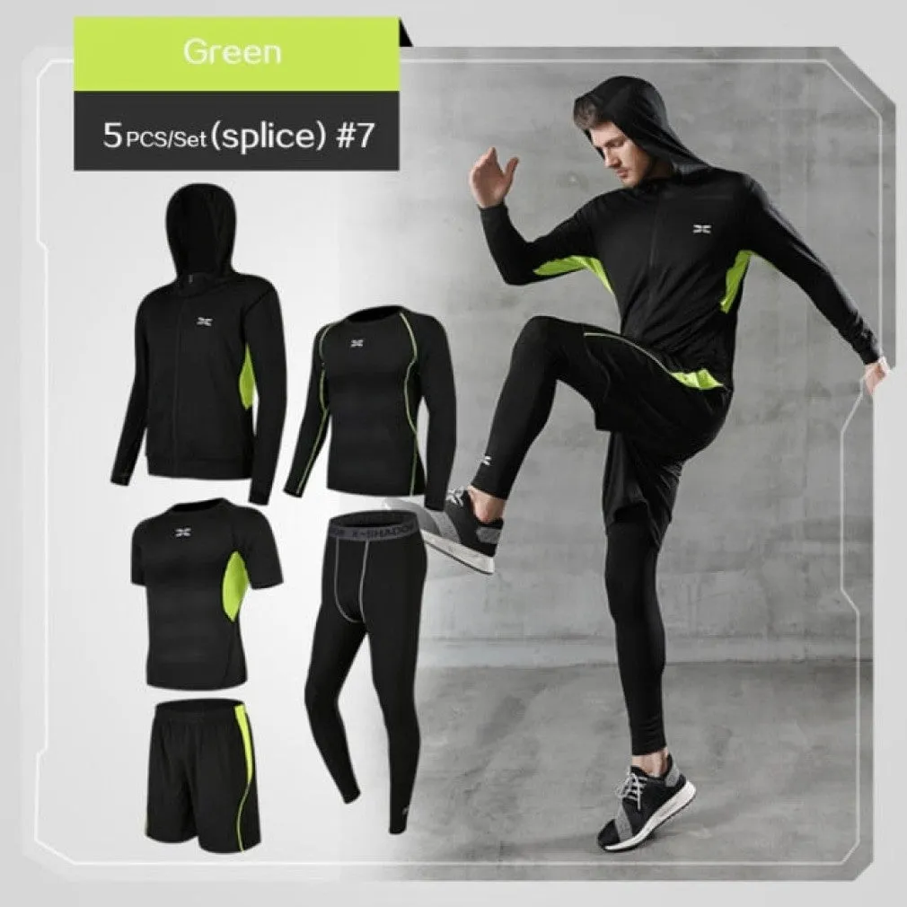 ContiNent 33 5 Pcs/Set Me's Tracksuit Gym Fitness Compression Sports Suit Clothes Running Jogging Sport Wear Exercise Workout Tights
