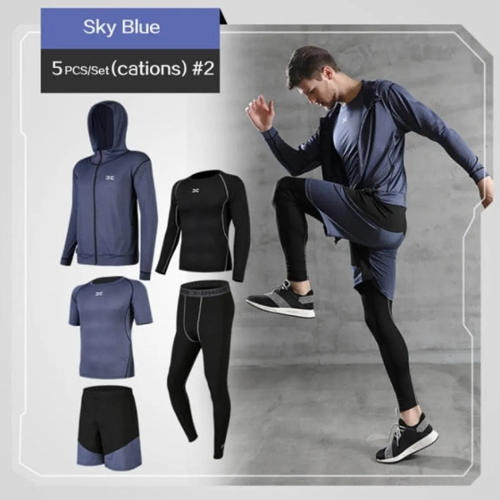 ContiNent 33 5 Pcs/Set Me's Tracksuit Gym Fitness Compression Sports Suit Clothes Running Jogging Sport Wear Exercise Workout Tights