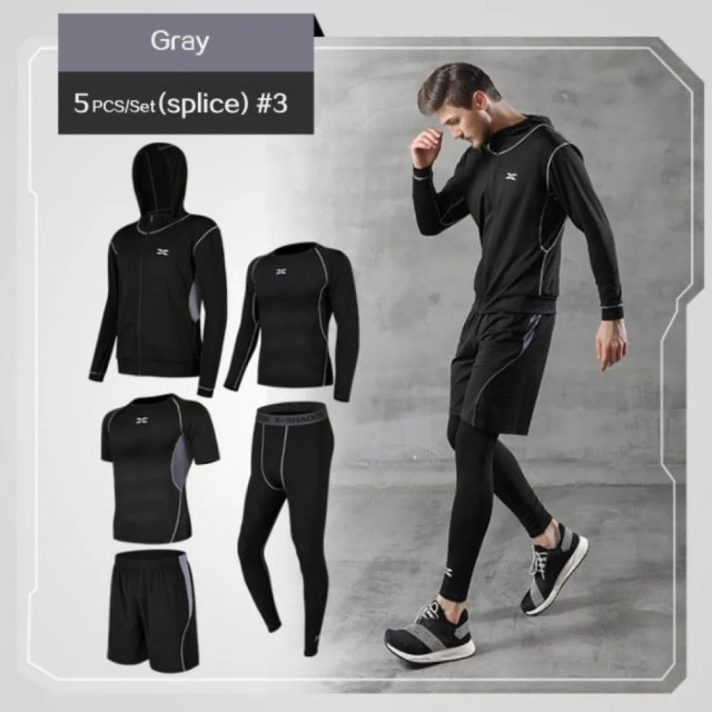 ContiNent 33 5 Pcs/Set Me's Tracksuit Gym Fitness Compression Sports Suit Clothes Running Jogging Sport Wear Exercise Workout Tights
