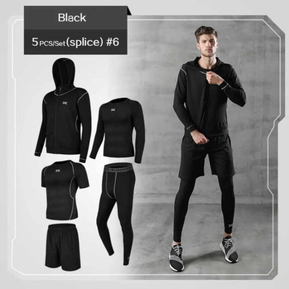 ContiNent 33 5 Pcs/Set Me's Tracksuit Gym Fitness Compression Sports Suit Clothes Running Jogging Sport Wear Exercise Workout Tights