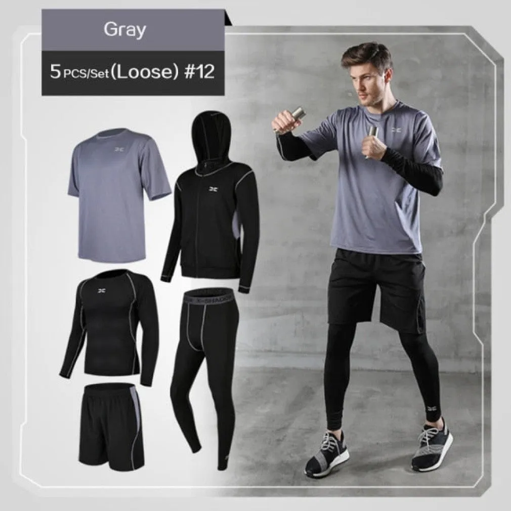ContiNent 33 5 Pcs/Set Me's Tracksuit Gym Fitness Compression Sports Suit Clothes Running Jogging Sport Wear Exercise Workout Tights