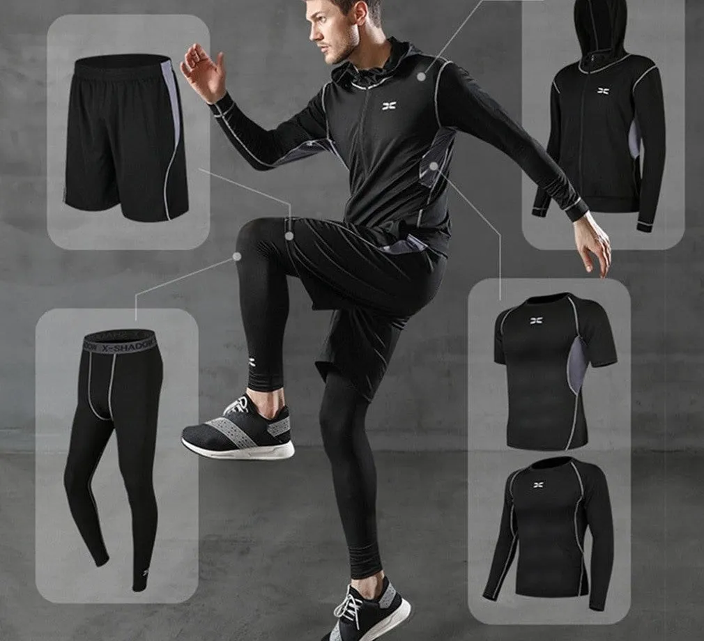 ContiNent 33 5 Pcs/Set Me's Tracksuit Gym Fitness Compression Sports Suit Clothes Running Jogging Sport Wear Exercise Workout Tights
